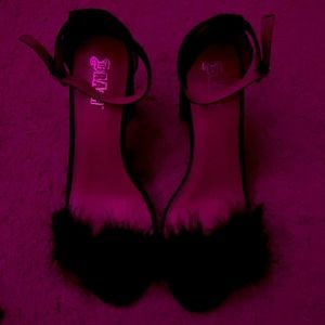 Black Fur Pumps